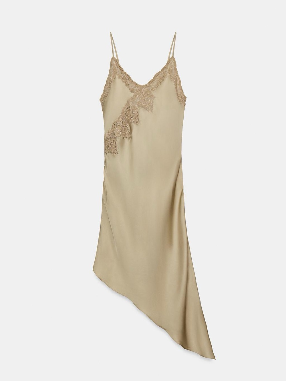 ZARA BNWT ASYMMETRIC SATIN DRESS. LIGHT BEIGE 6895/053/721 - Picture 9 of 12